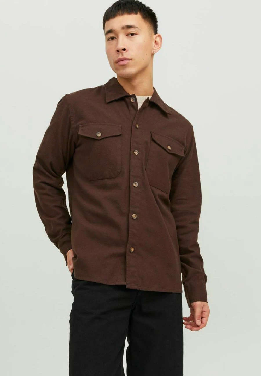 Jack & Jones Jjeeddie Ls Noos - Overhemd - Seal Brown 1 Jack & Jones Jjeeddie Ls Noos - Overhemd - Seal Brown