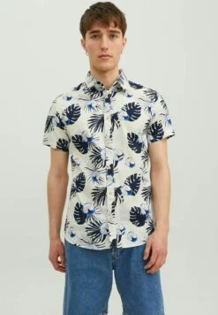 Jack & Jones Kurzarmhemd All Over - Overhemd - Cloud Dancer