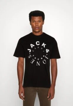 Jack & Jones Jjwarrior Tee Crew Neck - T-Shirt Print - Black