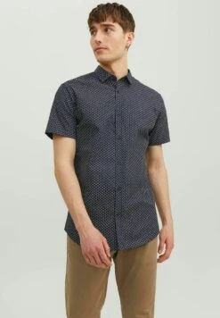 JACK&JONES Premium Premium Kurzarm Print - Overhemd - Navy Blazer