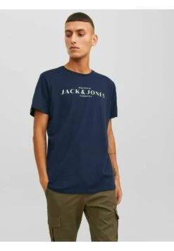 JACK&JONES Premium Klassisches - T-Shirt Print - Navy Blazer