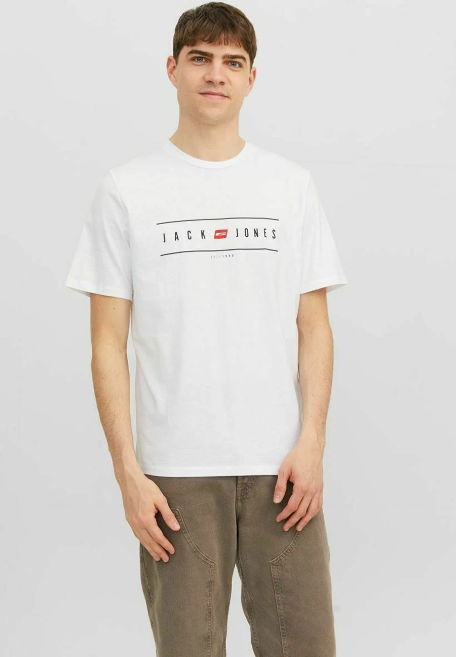 Jack & Jones Elliot Logo Crew Neck - T-Shirt Print - White 1 Jack & Jones Elliot Logo Crew Neck - T-Shirt Print - White