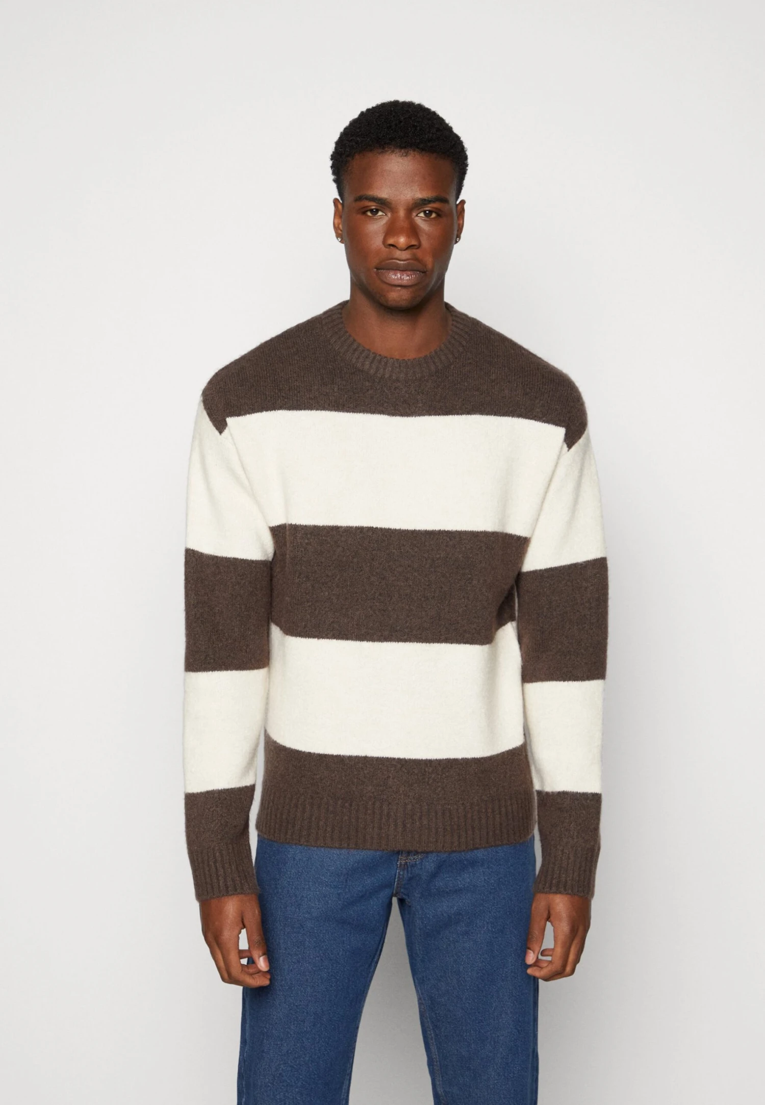 Jack & Jones Jorollie Crew Neck- Trui - Seal Brown/Moonbeam 1 Jack & Jones Jorollie Crew Neck- Trui - Seal Brown/Moonbeam