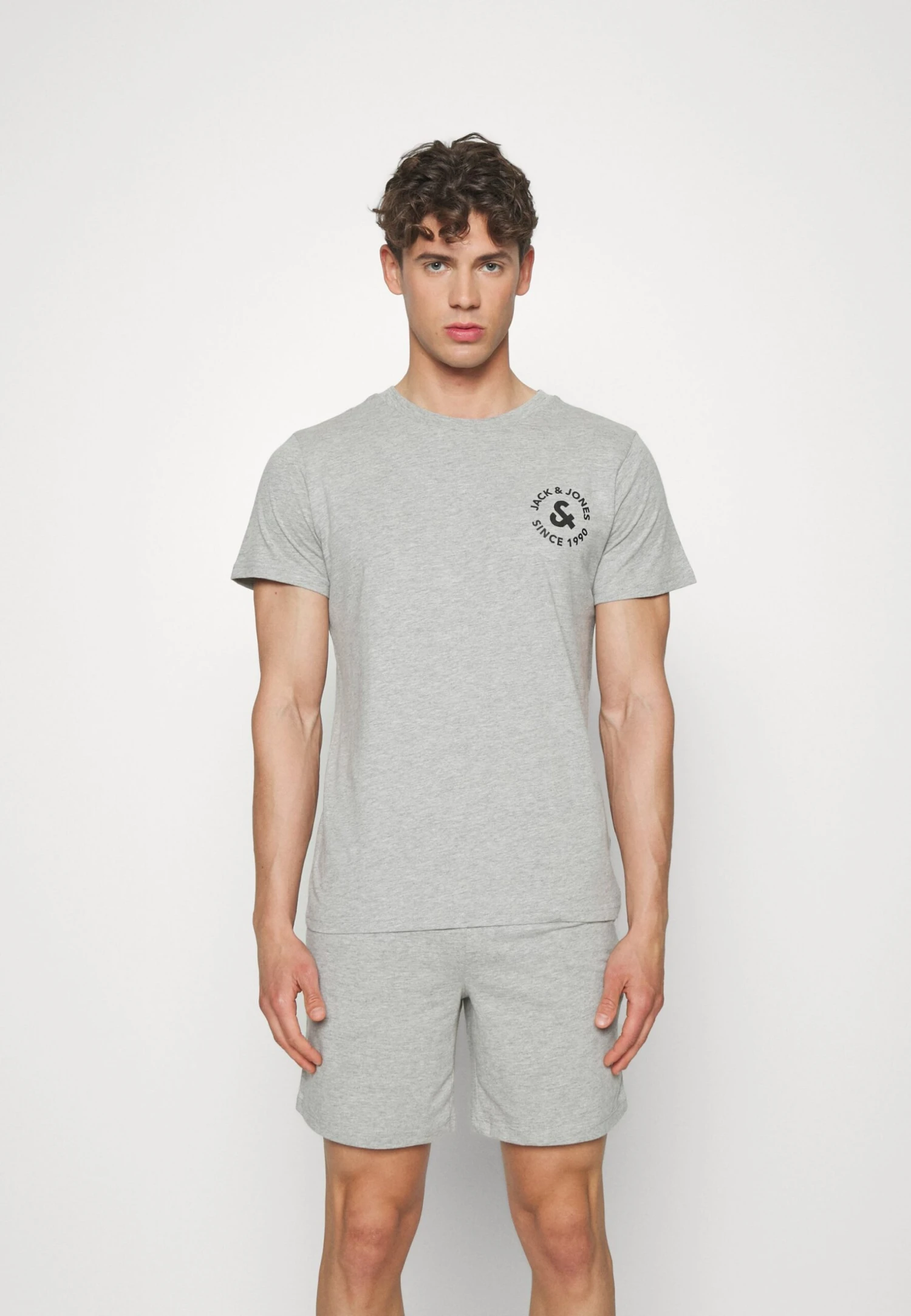 Jack & Jones Jacbasic Tee Set - Pyjama - Light Grey Melange 1 Jack & Jones Jacbasic Tee Set - Pyjama - Light Grey Melange