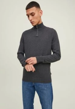 Jack & Jones Eemil Half Zip Noos - Trui - Dark Grey Melange