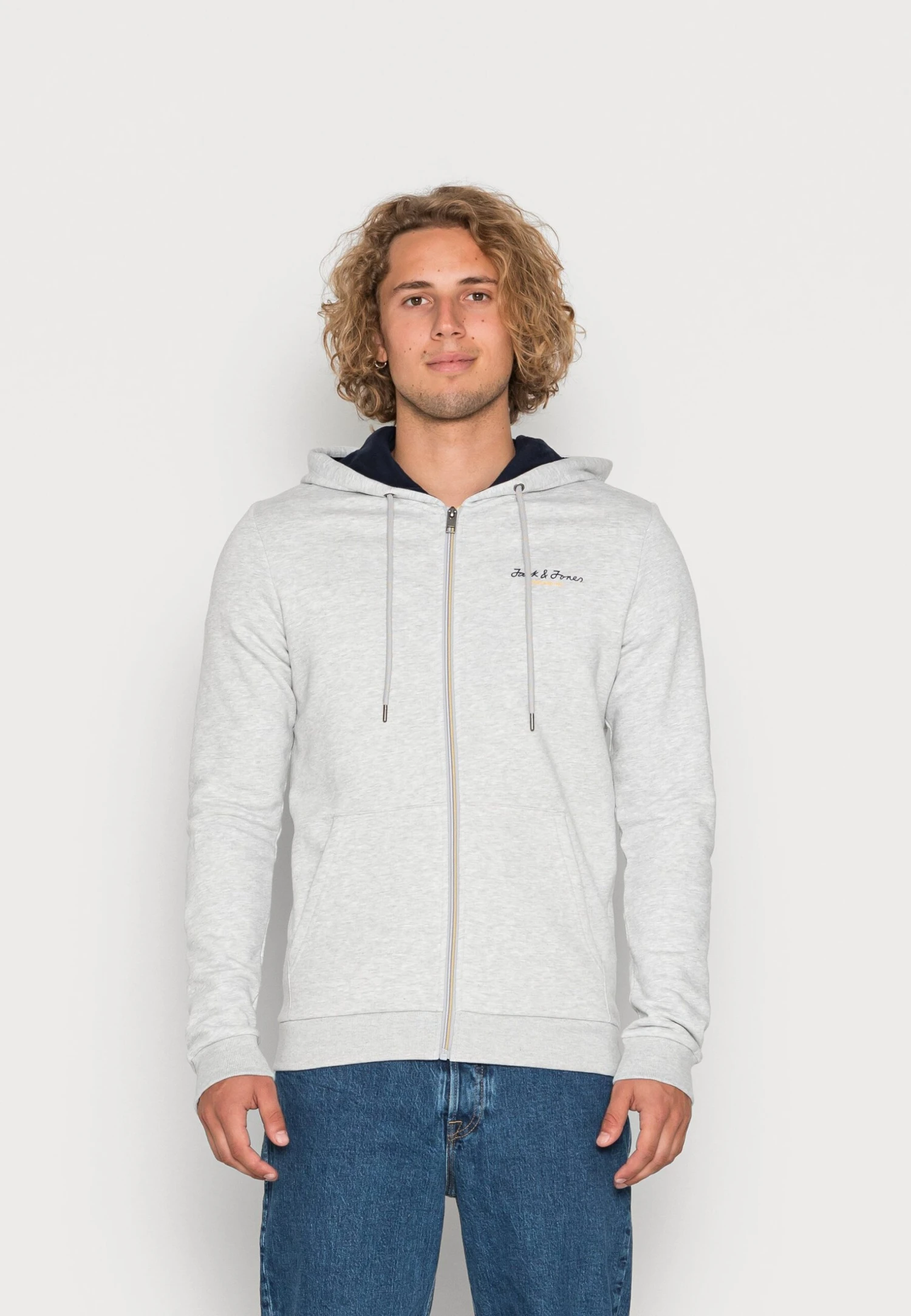 Jack & Jones JcobergZip Hood - Sweater Met Rits - Light Grey Melange 1 Jack & Jones JcobergZip Hood - Sweater Met Rits - Light Grey Melange