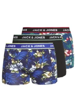 Jack & Jones Jacflower Trunks 3 Pack - Onderbroeken - Black/Bardaboes Cherry/Maritime Blue