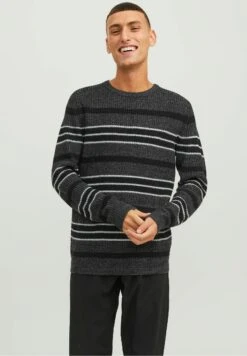 Jack & Jones Jcotwist Striped Crew Neck - Trui - Black