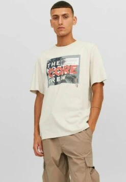 Jack & Jones Jcobooster Ss Crew Neck Jun - T-Shirt Print - Moonbeam