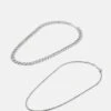 Jack & Jones Jacanch Necklace Unisex 2 Pack - Ketting - Silver Coloured