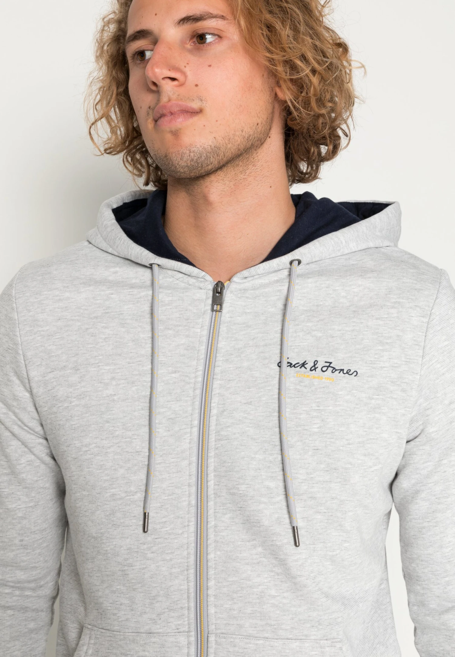 Jack & Jones JcobergZip Hood - Sweater Met Rits - Light Grey Melange 5 Jack & Jones JcobergZip Hood - Sweater Met Rits - Light Grey Melange - Afbeelding 5